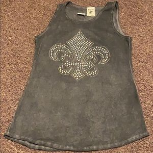 Gray Tank top with embellished design on front